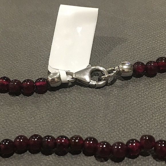 Red Garnet Cabochon Necklace with Sterling Silver 925 Lobster Claw Clasp NWT - Picture 4 of 14